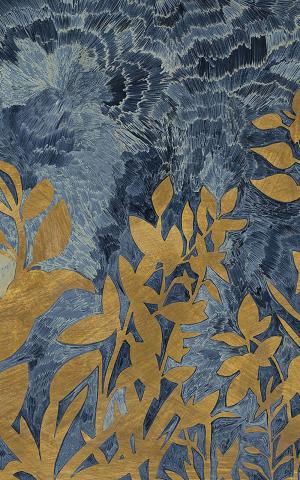 FLEUR DE LUNE  - MARINE/DORE / BLUE/GOLD - WALLPAPER PANEL 