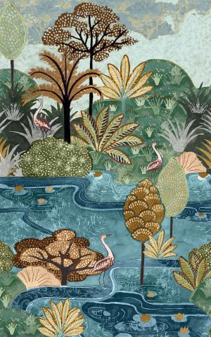 ARUBA - MULTICOULERUS / MULTI COLOURS - WALLPAPER PANEL 