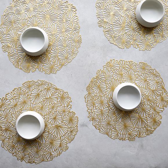 Chilewich Daisy Placemat Circular Placemat 39cm Diameter Black