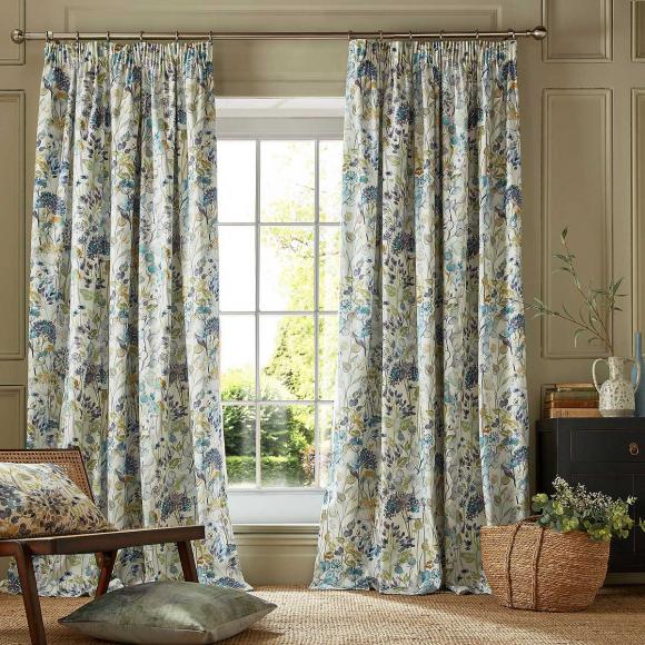 Voyage Maison Country Hedgerow SKY Ready Made Curtains 229cm x 229cm (90"x90") Sky