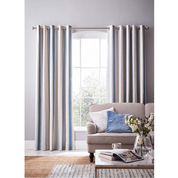 Laura Ashley Awning Stripe Curtains Seaspray pair of curtains, each 162cm wide x 183cm drop (64" x 72") Seaspray