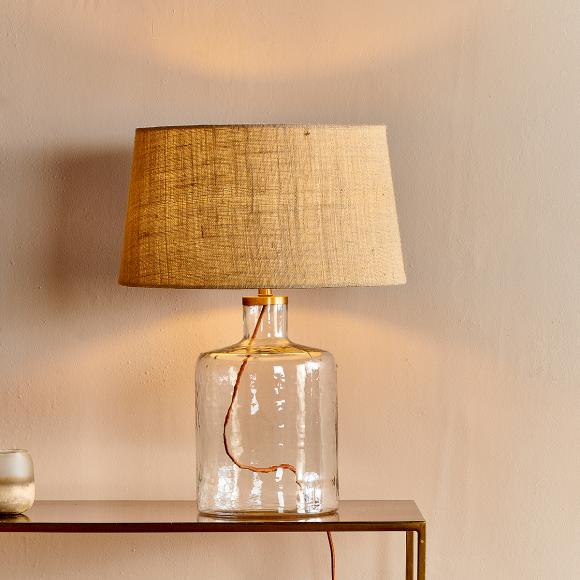 Nkuku Edina Recycled Clear Glass Table Lamp EL0901 -  Small Bedside Table Lamp Clear Glass