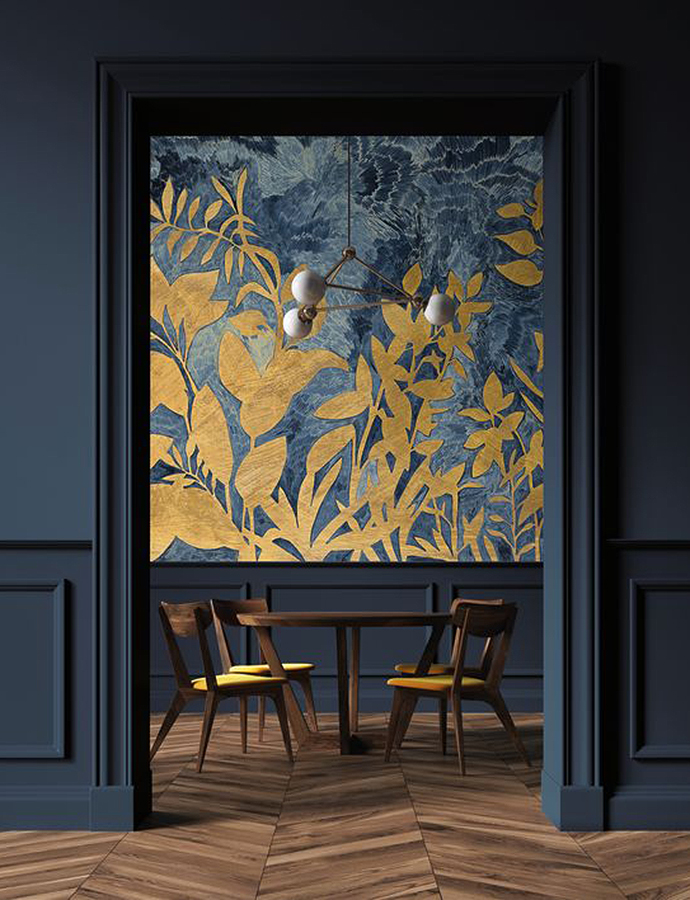 FLEUR DE LUNE  - MARINE/DORE / BLUE/GOLD - WALLPAPER PANEL 