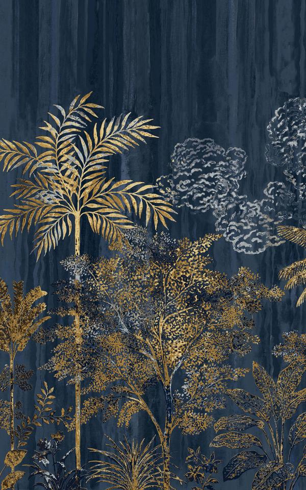 SIWA - MARINE/DORE /  NAVY/GOLD - WALLPAPER PANEL 