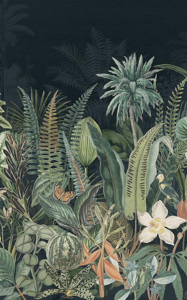 DAINTREE - BLEU/MARINE/VERT/MOUSSE / NAVY/MOSS GREEN - WALLPAPER PANEL 