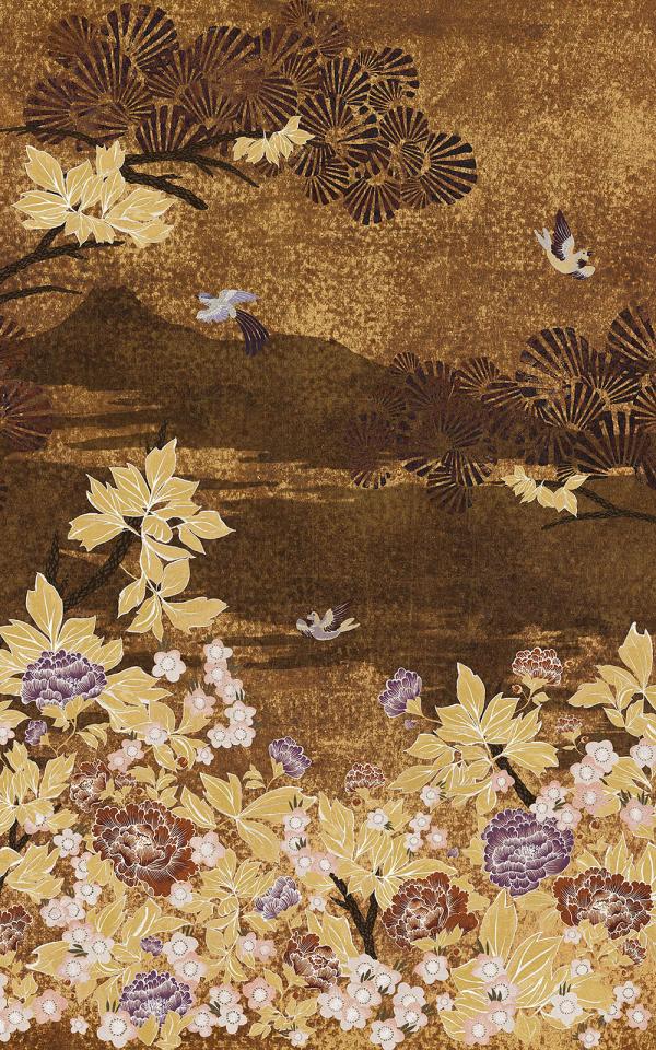 KANSAI - CUIVRE/DORE /  COPPER/GOLD - WALLPAPER PANEL 