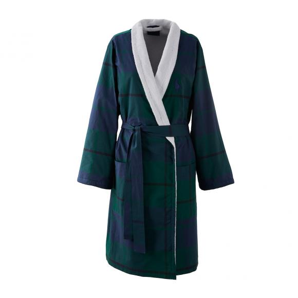 Ralph Lauren Home Archer Plaid Bath Robe Medium Navy / Forest Green Plaid