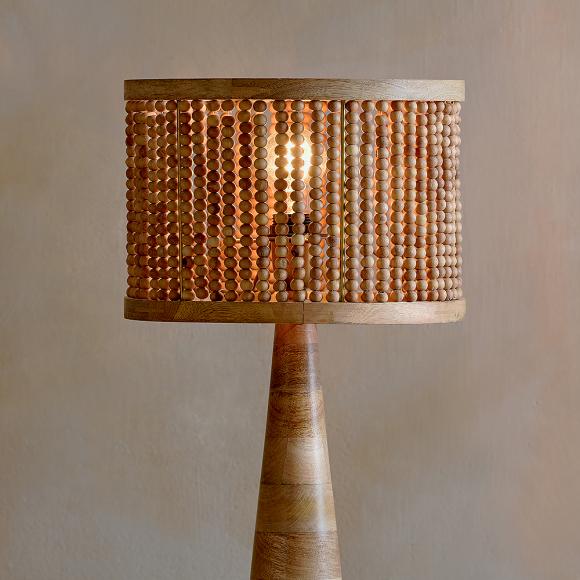 Nkuku Neela Mango Wood Lampshade - Naural Neela Mango Wood Lampshade - Natural -  Large - NE0802 Mango Wood