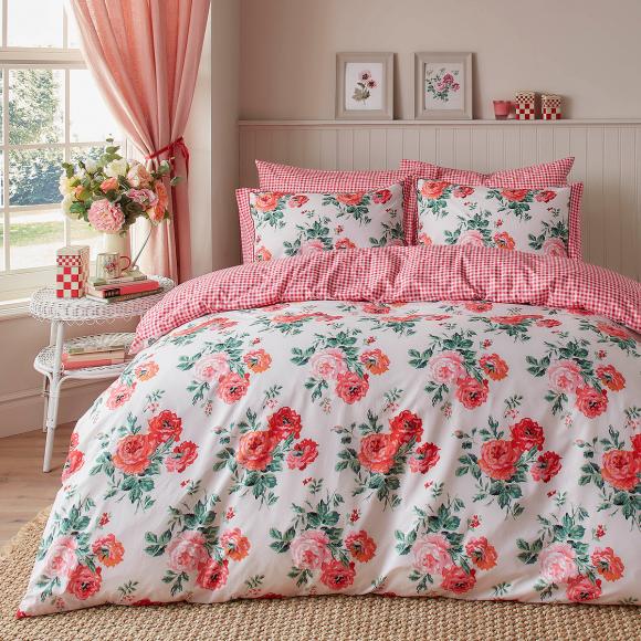 Cath Kidston Archive Rose  single duvet cover set (137/200cm with 1 pillowcase 50/75cm) Red Rose