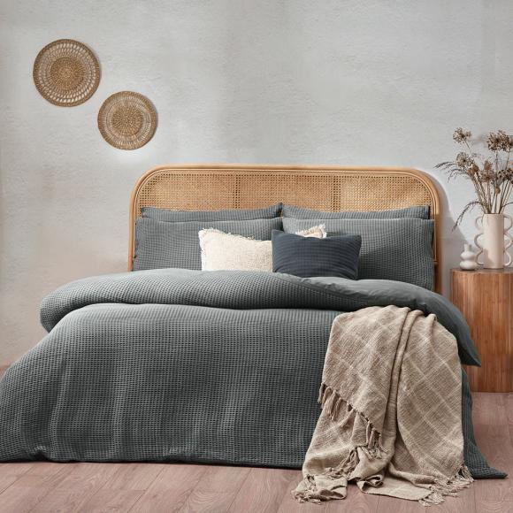 Yard Chunky Waffle Dusk Duvet Cover Set super king duvet cover set (with 2 pillowcases) Dusk
