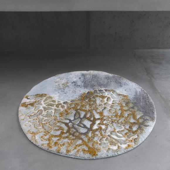 Abyss & Habidecor The Dune Rug 85cm diameter rug 210 Aqua Multi