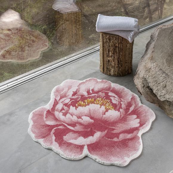 Abyss & Habidecor Pivoine Circular Bathroom Rug 573 Flamingo