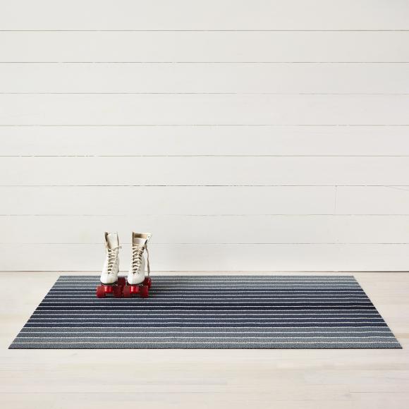 Chilewich Block Stripe Denim Shag Mat Big Mat 91cm x 152cm 200500-002 Denim