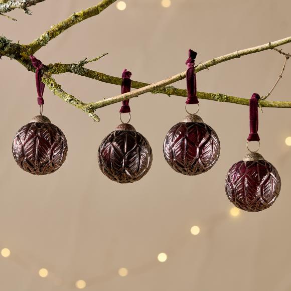 Nkuku Patta Baubles - Burgundy (set of 4) set of 4 baubles PB0501 Burgundy