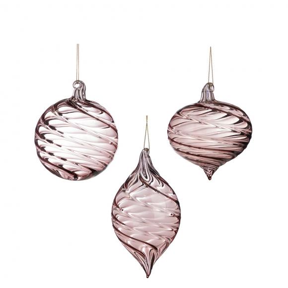 Goodwill Glass Swirl Ball / Finial Ornament P 30755 (1 of 3 assorted) pink / clear