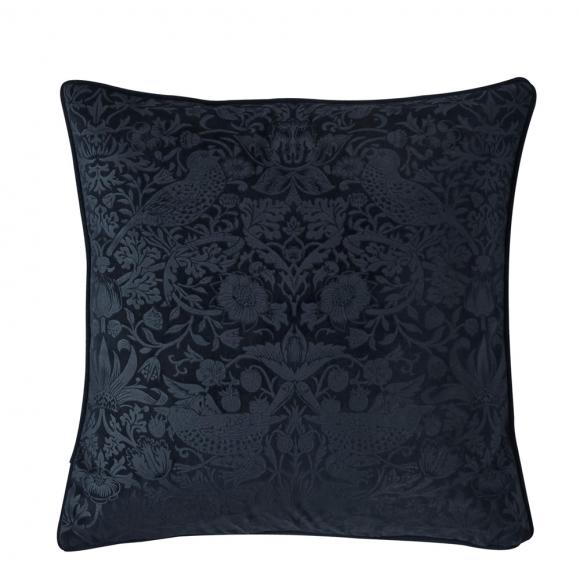 William Morris At Home Strawberry Thief Embossed Cushion Prussian Blue cushion 50/50cm Prussian Blue