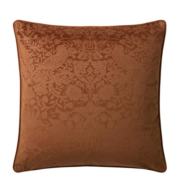William Morris At Home Strawberry Thief Embossed Cushion Saffron cushion 50/50cm Saffron