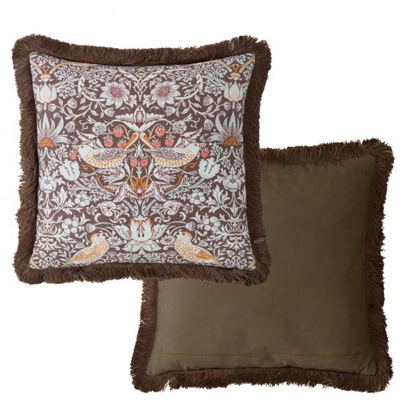 William Morris At Home Strawberry Thief Cushion Chocolate cushion 50/50cm Chocolate