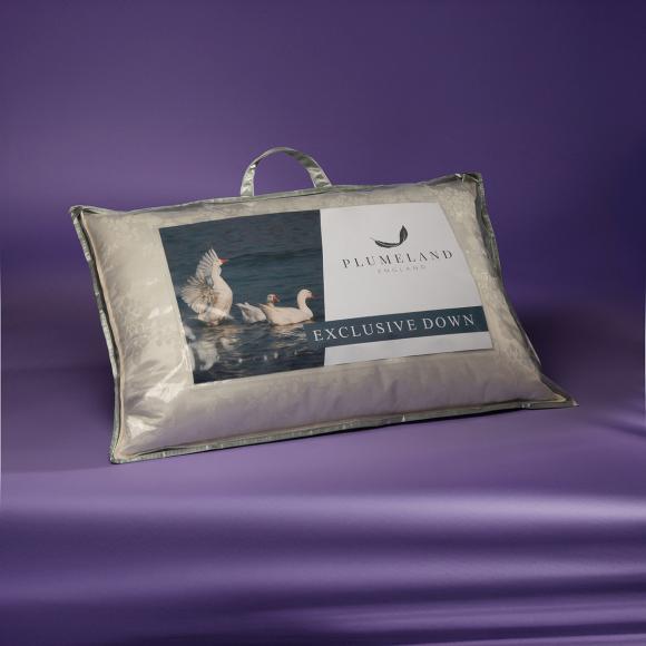 Plumeland The Plumeland Eiderdown Pillow MEDIUM SUPPORT king pillow 50cm x 90cm cream silk jacquard