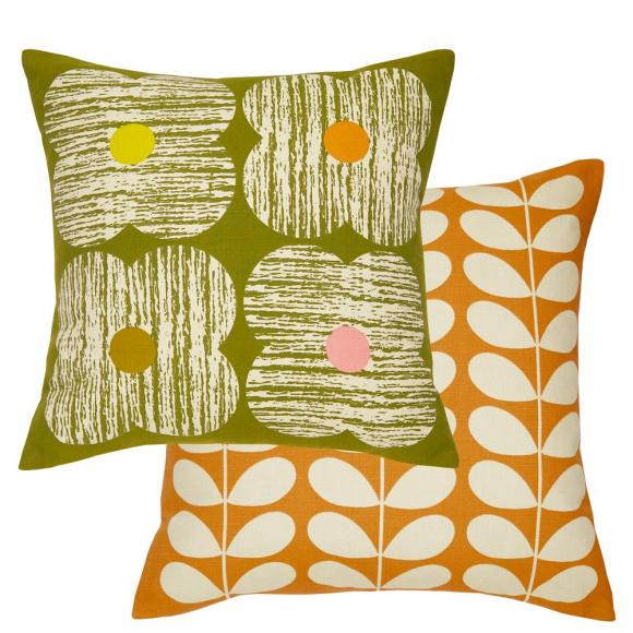 Orla Kiely Textured Flower Cushion Moss filled cushion 45/45cm moss