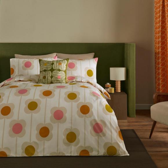 Orla Kiely Abacus Flower Duvet Cover Set super king size duvet cover set (260/220cm plus 2 x pillowcases 50/75cm) sunrise