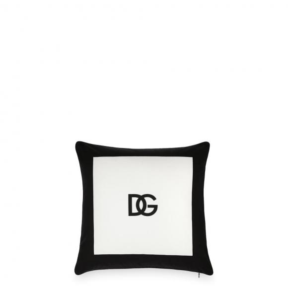 Dolce & Gabbana Casa DG Logo Cotton Gabardine Cushion 057 cushion 45cm x 45cm | TCE001TCAINU0057 Black & White