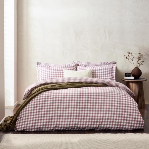 Yard Barton Gingham Check Berry Duvet Cover Set single duvet cover set (with 1 pillowcase) Berry