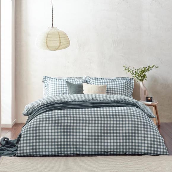 Yard Barton Gingham Check Navy Duvet Cover Set king size duvet cover set (with 2 pillowcases) Navy