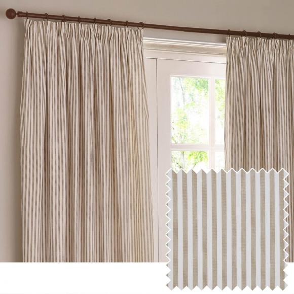 Yard Hebden Natural Striped Curtains with Header Tape pair of curtains, each curtain 117cm wide x 137cm drop Natural