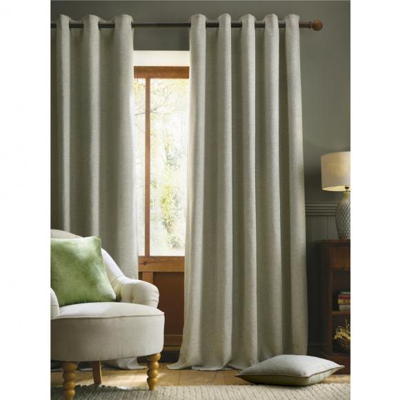 Laura Ashley Milbourne Herringbone Lined Curtains Grey - Sage pair of curtains 162cm width (64") per curtain x 137cm drop (54") Grey - Sage