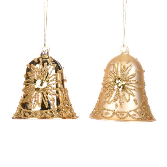 Goodwill Glass Gilt Star Bell Ornament P28622 ( 1 of 2 assorted) gold / cream
