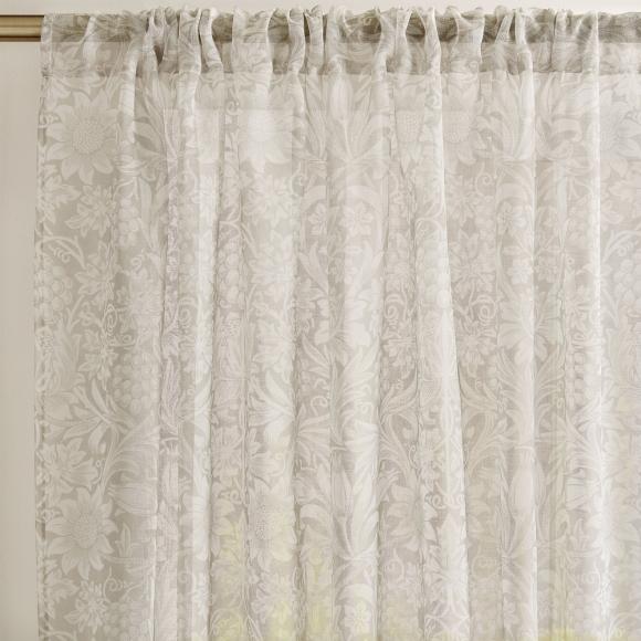 William Morris At Home Sunflower Natural Voile Sheer Curtain Panel panel 137cm x 229cm (54" x 90") Natural