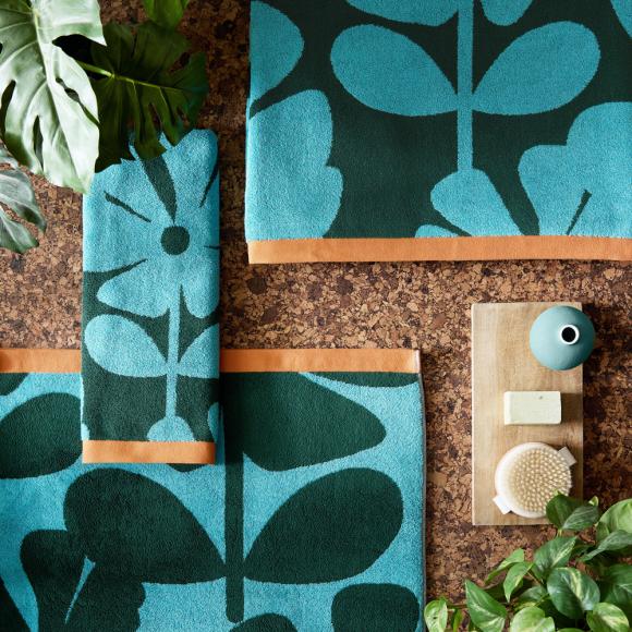Orla Kiely Wildflower Towels Blue Lagoon Bath Towel Blue Lagoon