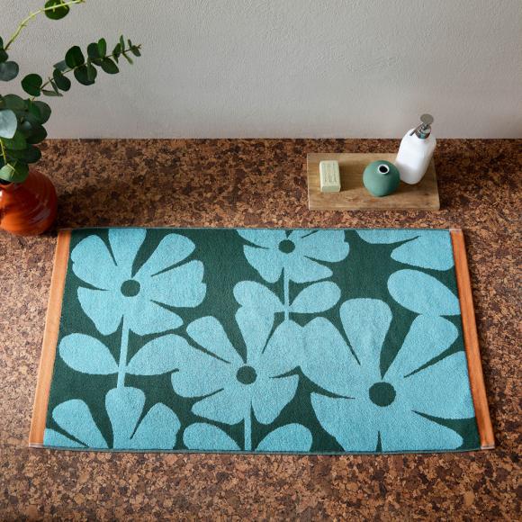 Orla Kiely Wildflower Bath Mat Blue Lagoon Bath Mat Blue Lagoon