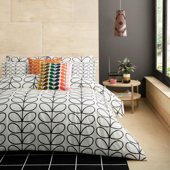 Orla Kiely Linear Stem Charcoal Duvet Cover Set single duvet cover set (137/200cm with 1 pillowcase 50/75cm) Charcoal
