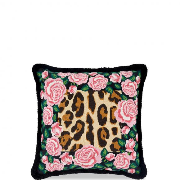 Dolce & Gabbana Casa Leopardo Embroidered Cushion Cotton/Velvet Medium 020 cushion 50cm x 50cm |TCE015TCABWUL020| Made to Order Multi 020