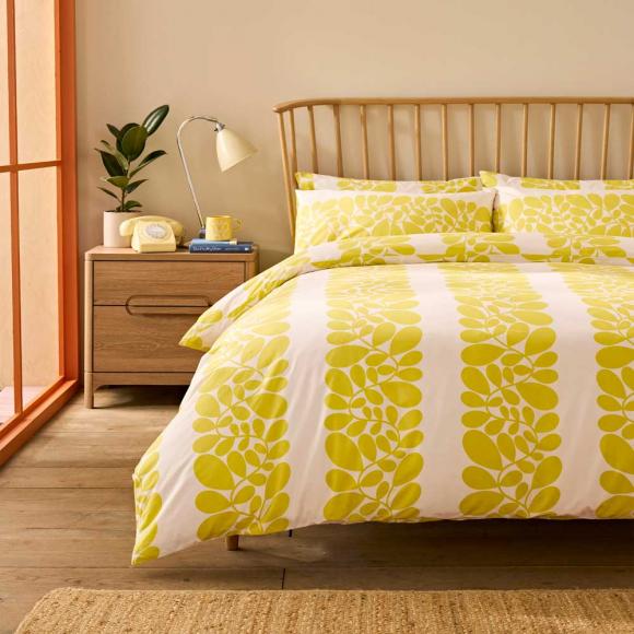 Orla Kiely Sycamore Stripe Duvet Set, Yellow double duvet cover set Yellow