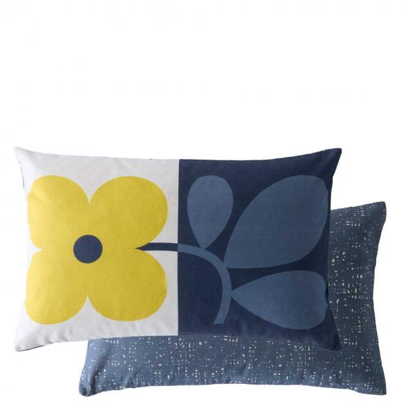 Orla Kiely Floret Cushion Dandelion-Denim filled cushion 40cm x 60cm Dandelion-Denim