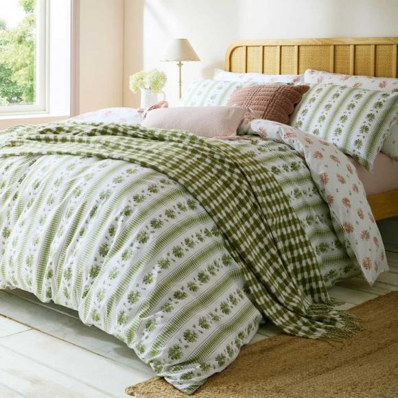 Laura Ashley Pensham Stripe Duvet Cover Set super king duvet cover set (with 2 pillowcases) Sage Pink