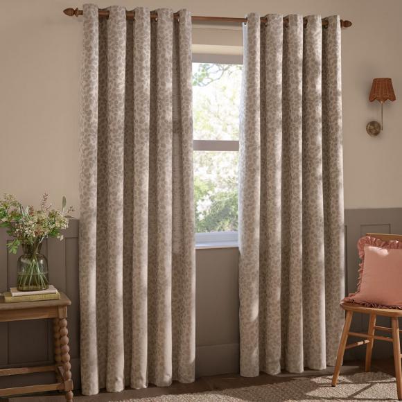 Wylder Grace Leaf Eyelet Curtains Taupe pair of curtains 117cm width (46") x 137cm drop (54") per curtain taupe