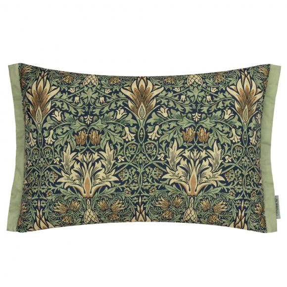The Original Morris & Co Snakeshead Outdoor Cushion Indigo / Leaf Green 40cm x 60cm polyester filled cushion indigo / leaf green