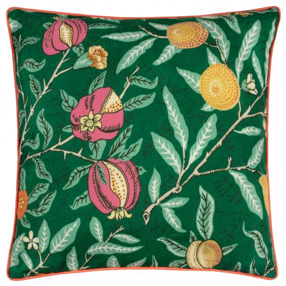 The Original Morris & Co Fruits Outdoor Cushion Forest Green / Lemon 45cm x 45cm polyester filled cushion forest green / lemon