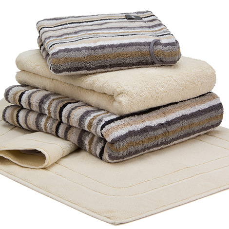 Cawo Lifestyle 7048 /37 Stone Stripes Guest Towel stone