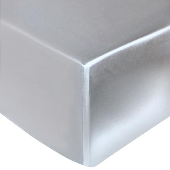 Gingerlily Plain Silver Grey Mulberry Silk Fitted Sheet Metric King Fitted Sheet Silver Grey