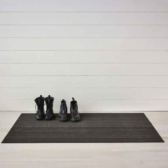 Chilewich Skinny Stripe Steel Shag Mat Doormat 46cm x 71cm 200S-SHAG-STEE steel