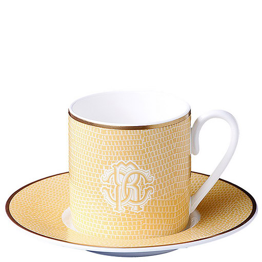 Roberto Cavalli Lizzard Gold Espresso Cup and Saucer (6) Espresso cup and saucer (6) RCHPLIG12 Gold