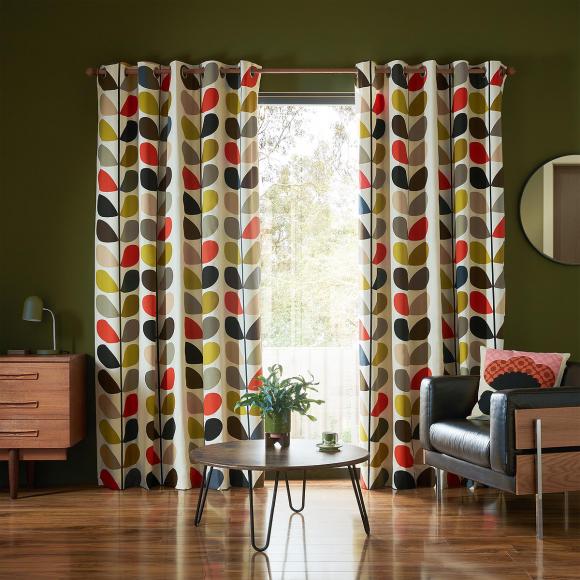 Orla Kiely Multi Stem pair of curtains, each 165cm wide x 183cm drop Multi