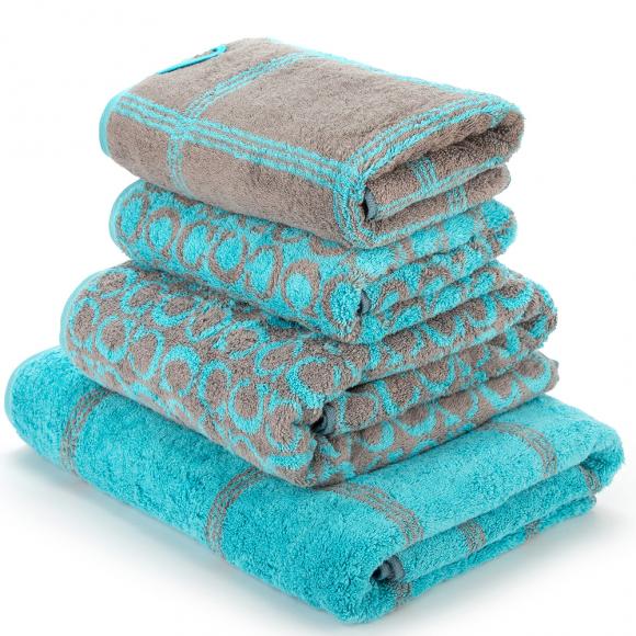 Cawo Two Tone Grafik and C All Over 47 Turquoise hand towel C all over 605/47 turquoise