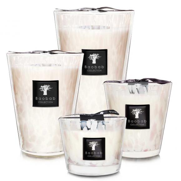Baobab Collection Pearls White Candle - Pearls Collection  Max 10, 60 hours White
