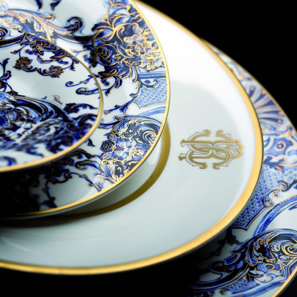 Roberto Cavalli Azulejos Plates Dinner Plate (set of 6) RCHPAZ01 white & blue